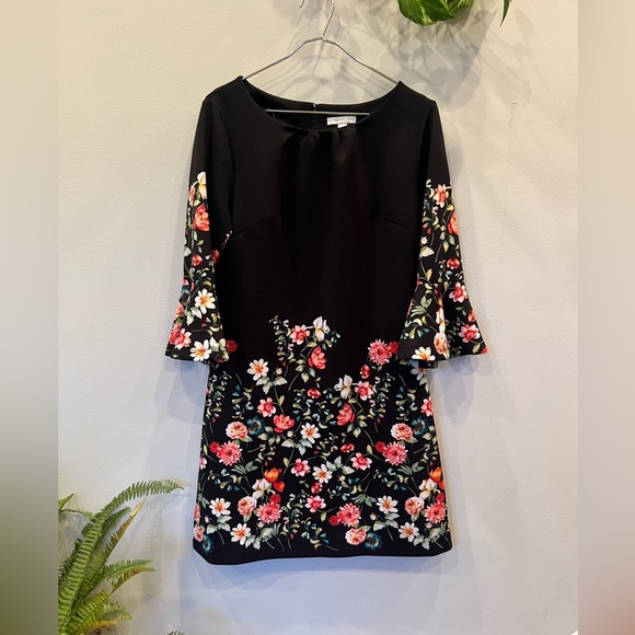 NEW YORK & COMPANY black/ floral dress size M - Picture 4 of 8